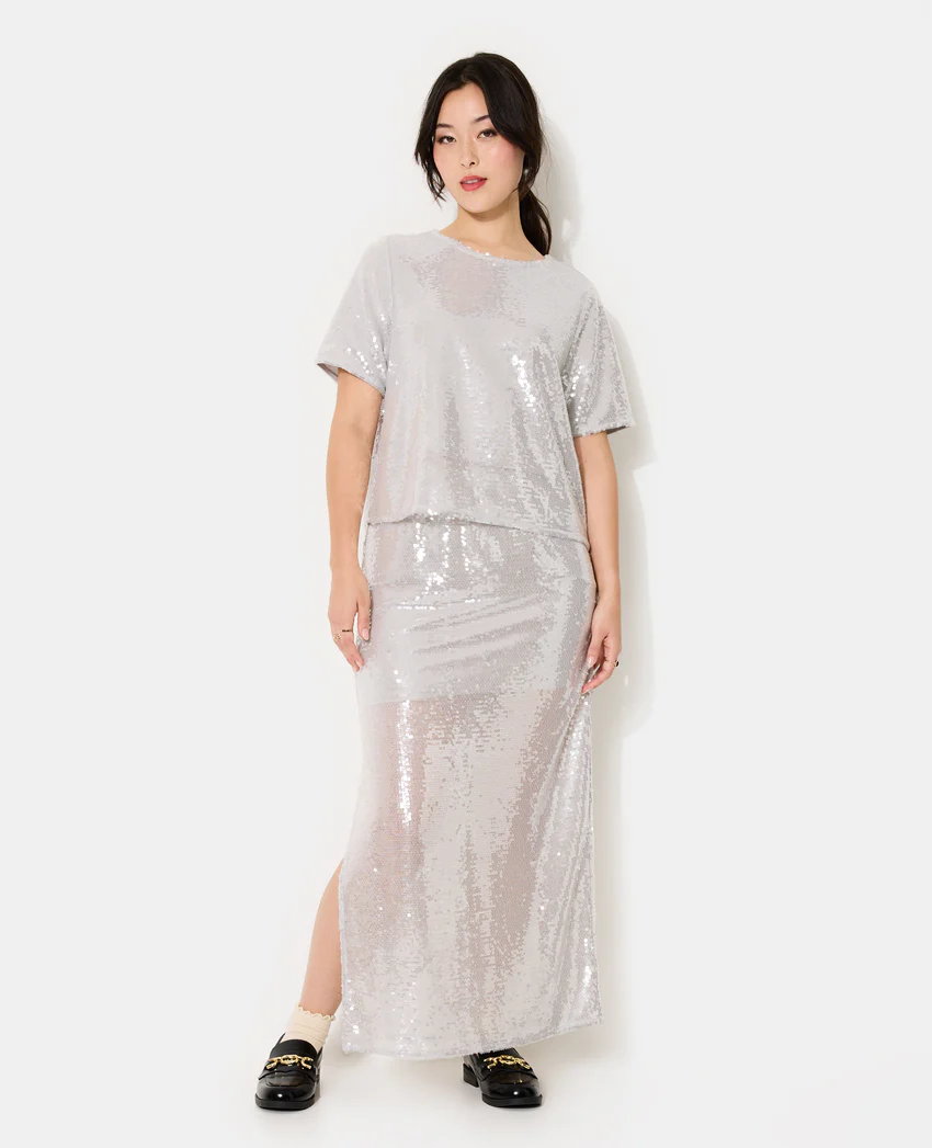 Pimkie Jupe longue et droite avec sequins