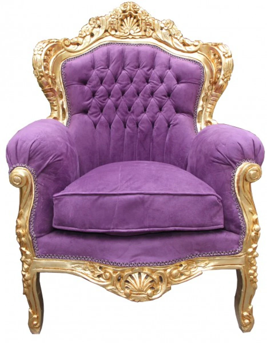 Baroque Armchair King Mod 2 Purple / Gold Furniture Antique Style