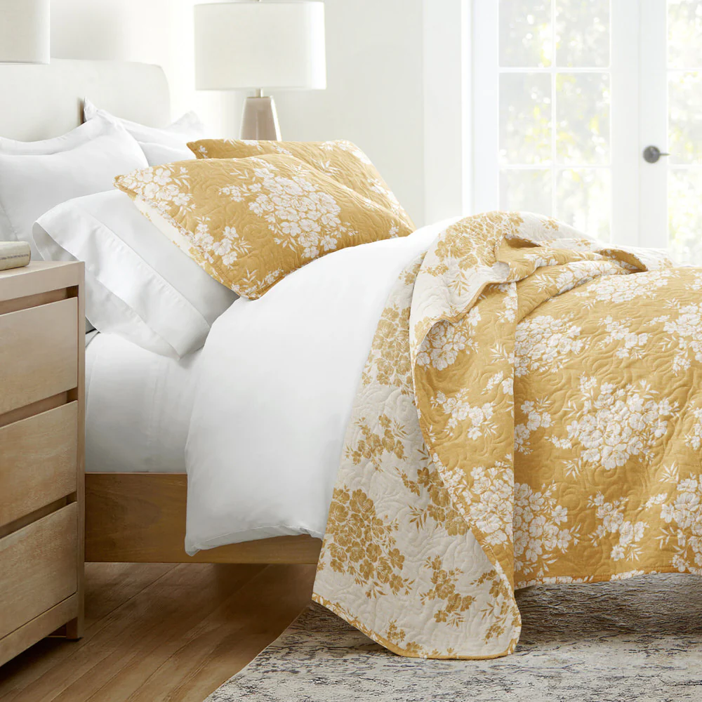 Distressed Bouquet Reversible Quilted Coverlet Set - Sale
