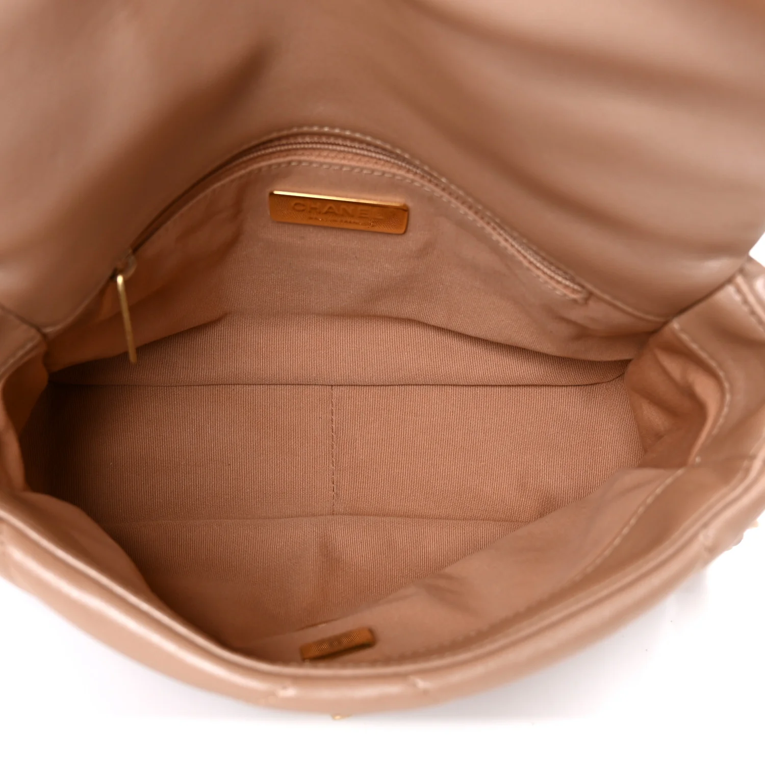Shiny Lambskin Quilted Medium Chanel 19 Flap Beige - Top Club