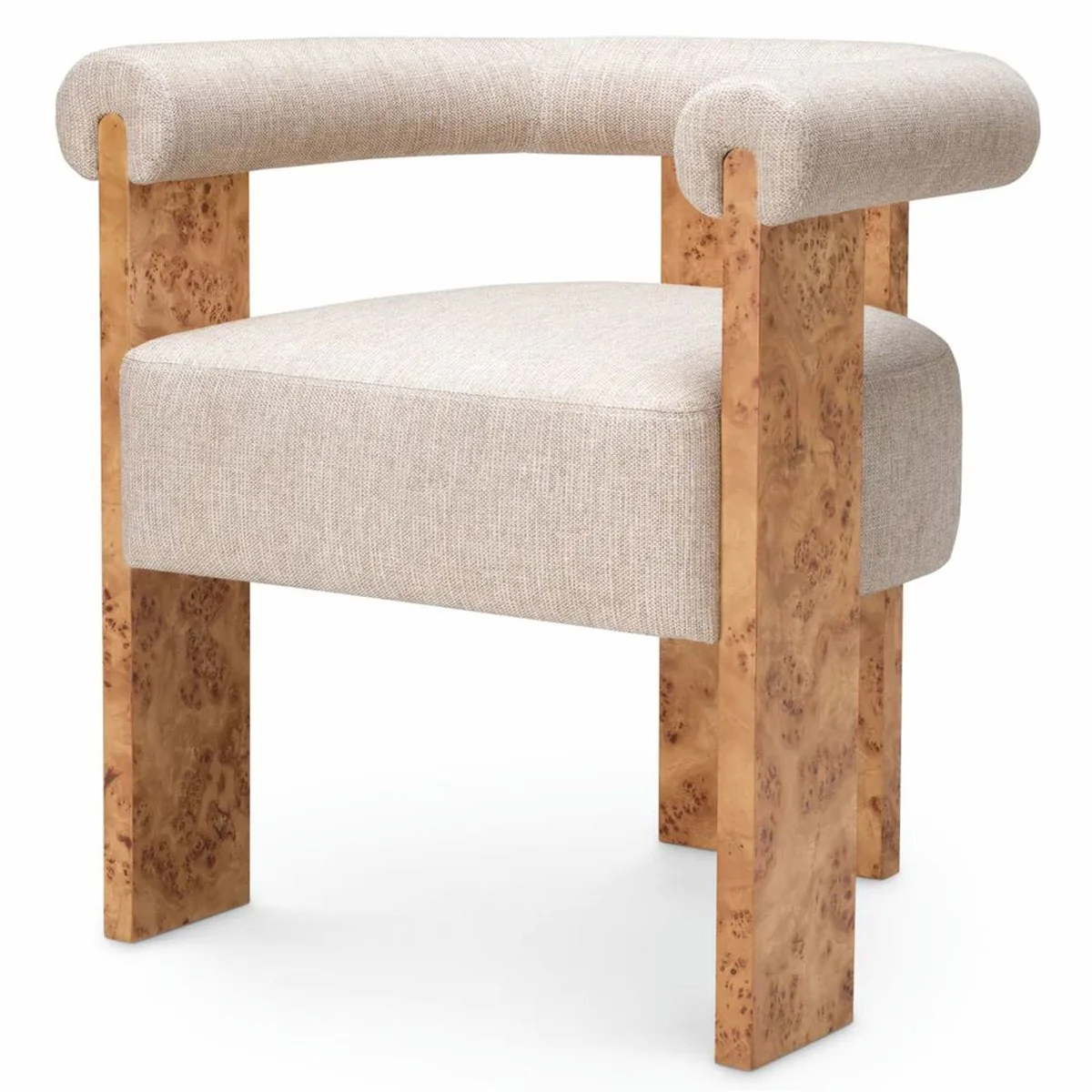 Luxury dining room chair with armrests natural color / light brown