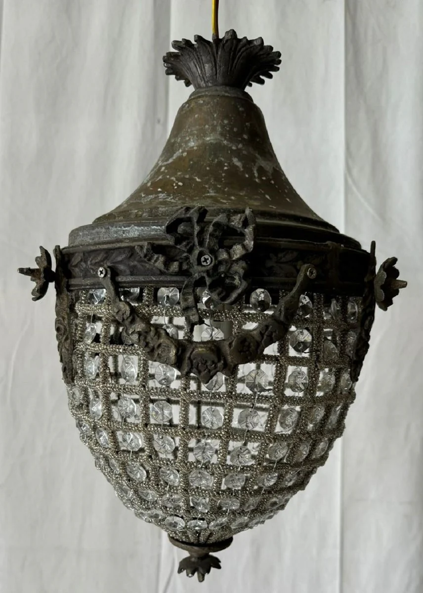 Baroque Crystal Pendant Lamp Oxidized H. 35 cm - Baroque Lights