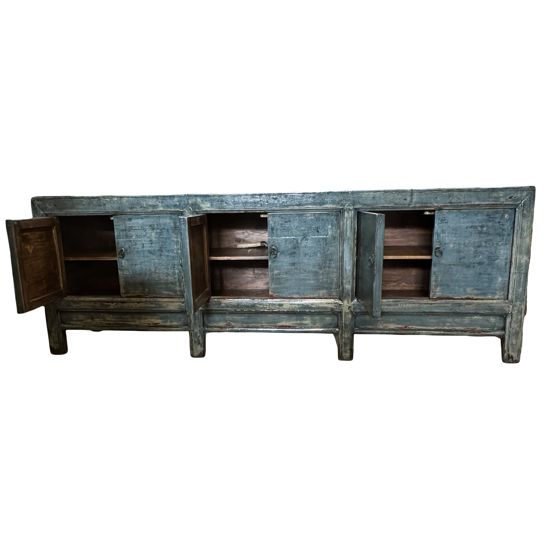 Dressoir 6 deurs blauw glans uniek lak