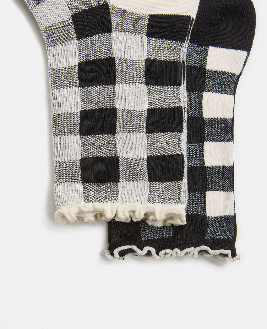 Pimkie Lot de 2 paires de chaussettes motif carreaux