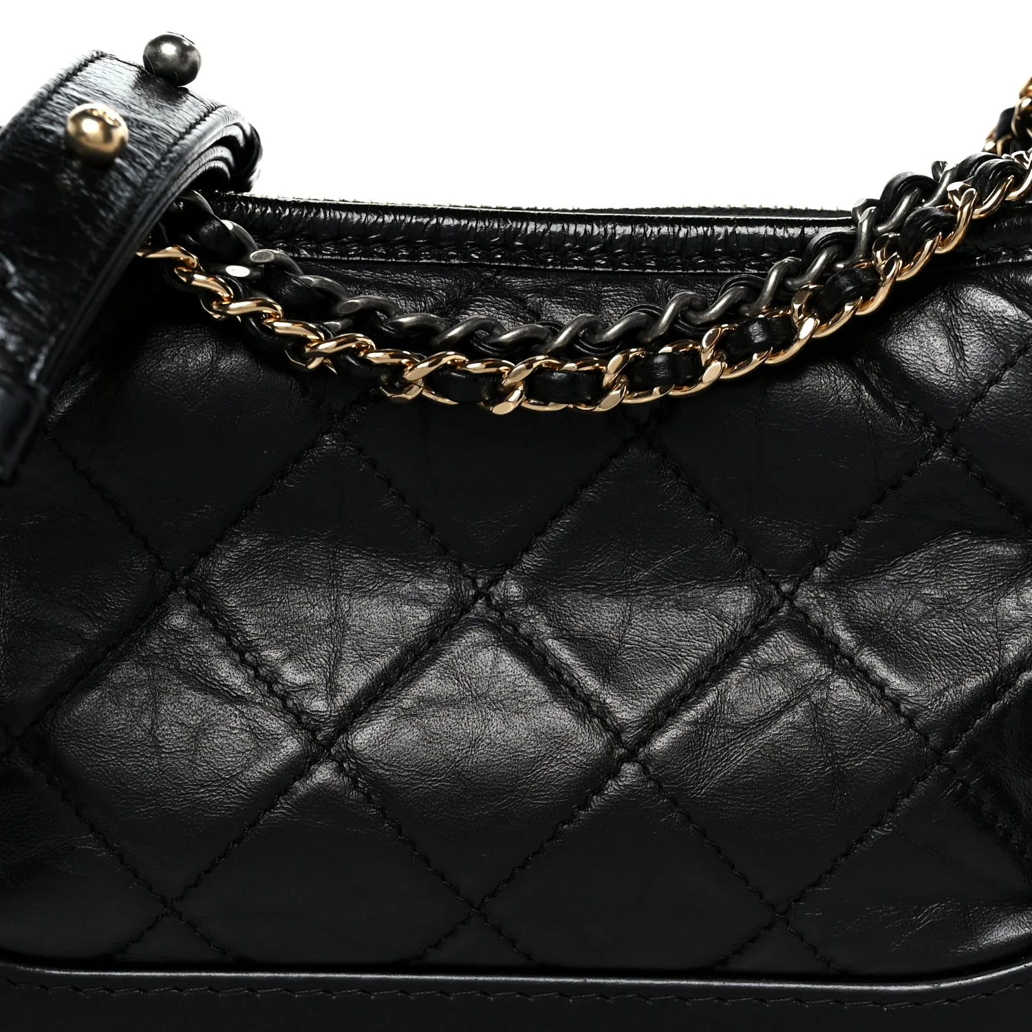 Aged Calfskin Quilted Small Gabrielle Hobo Black - Top Club
