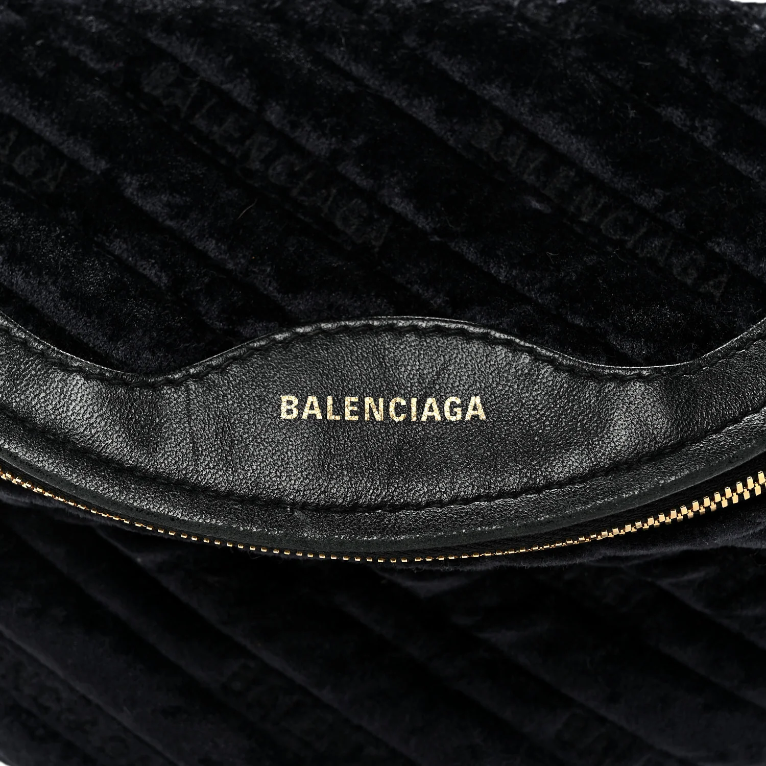 Crushed Velvet Logo Embossed XXS Souvenir Belt Bag Black - Top Club