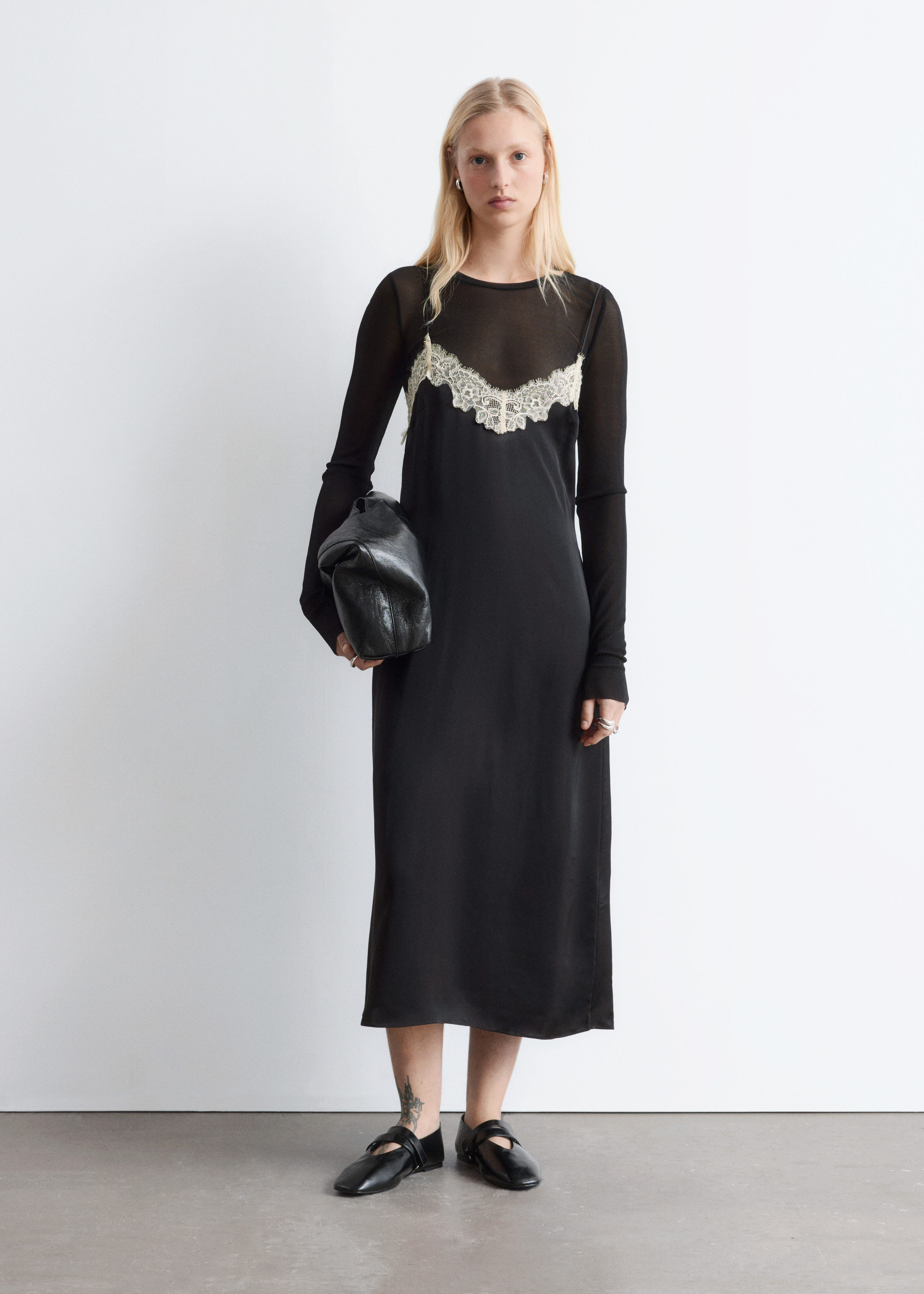 & Other Stories SATIN SLIP MIDI DRESS
