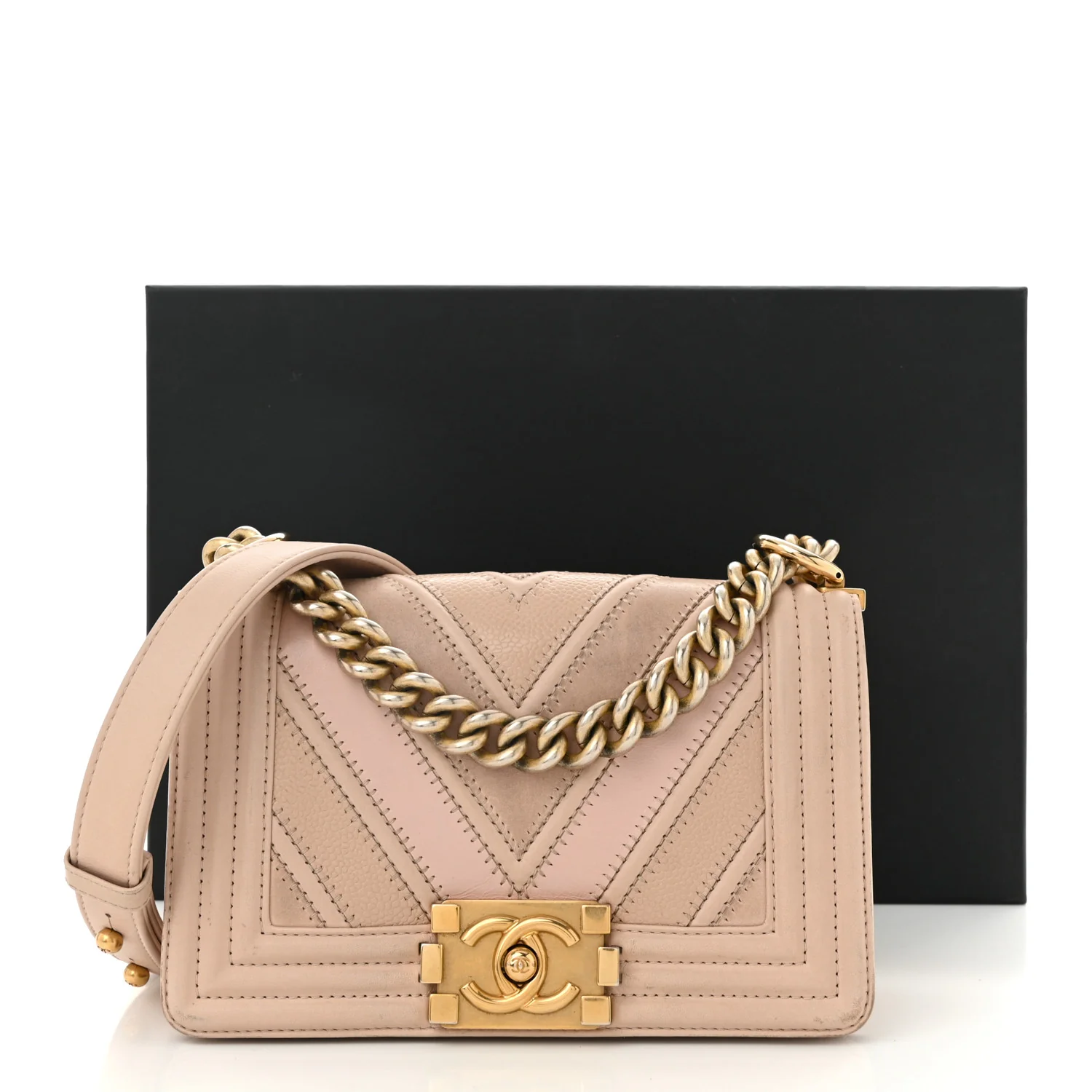 Caviar Suede Calfskin Chevron Quilted Small Boy Flap Light Pink - Top Club