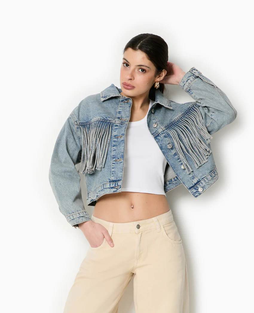 Pimkie Veste en jean avec franges
