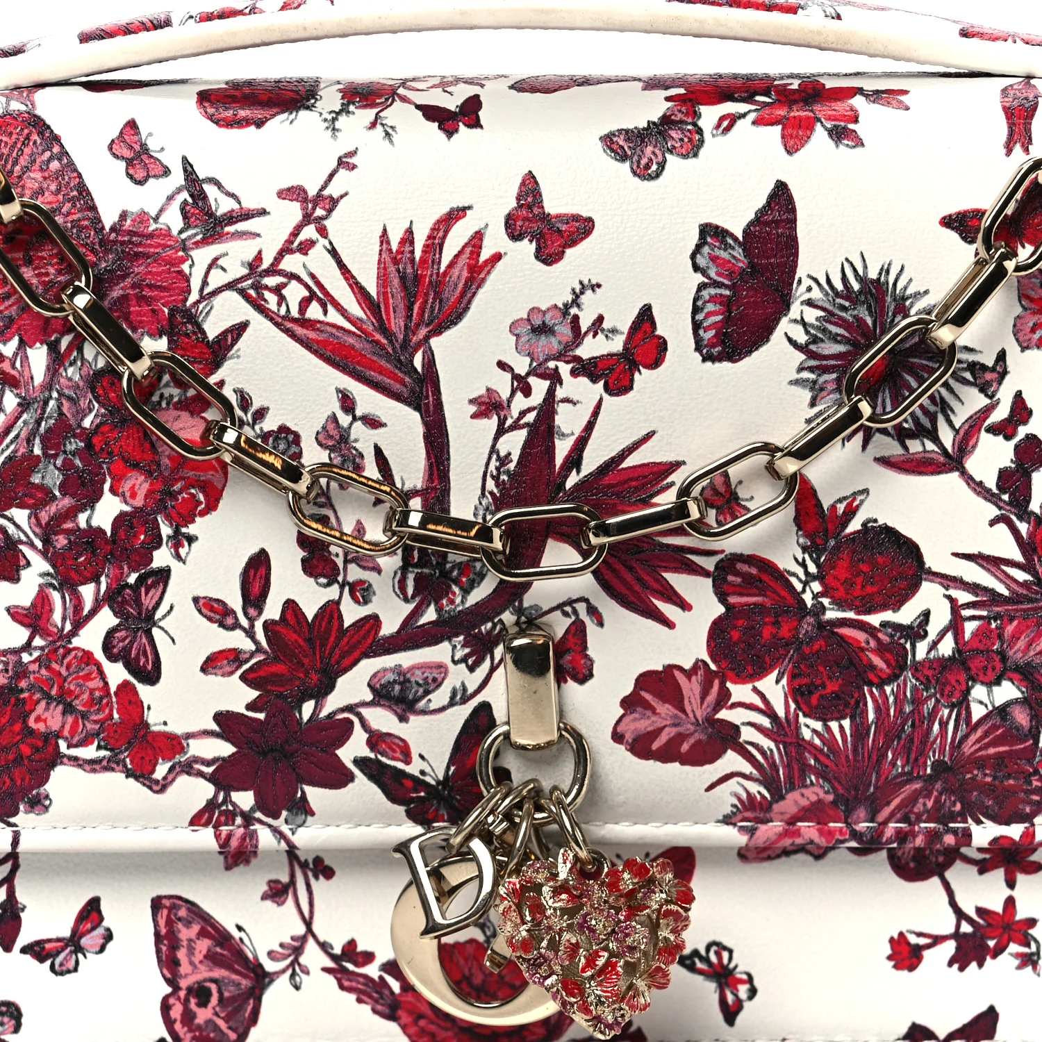 Calfskin Le Coeur Des Papillons Mini My Dior Bag White Multicolor - Top Club