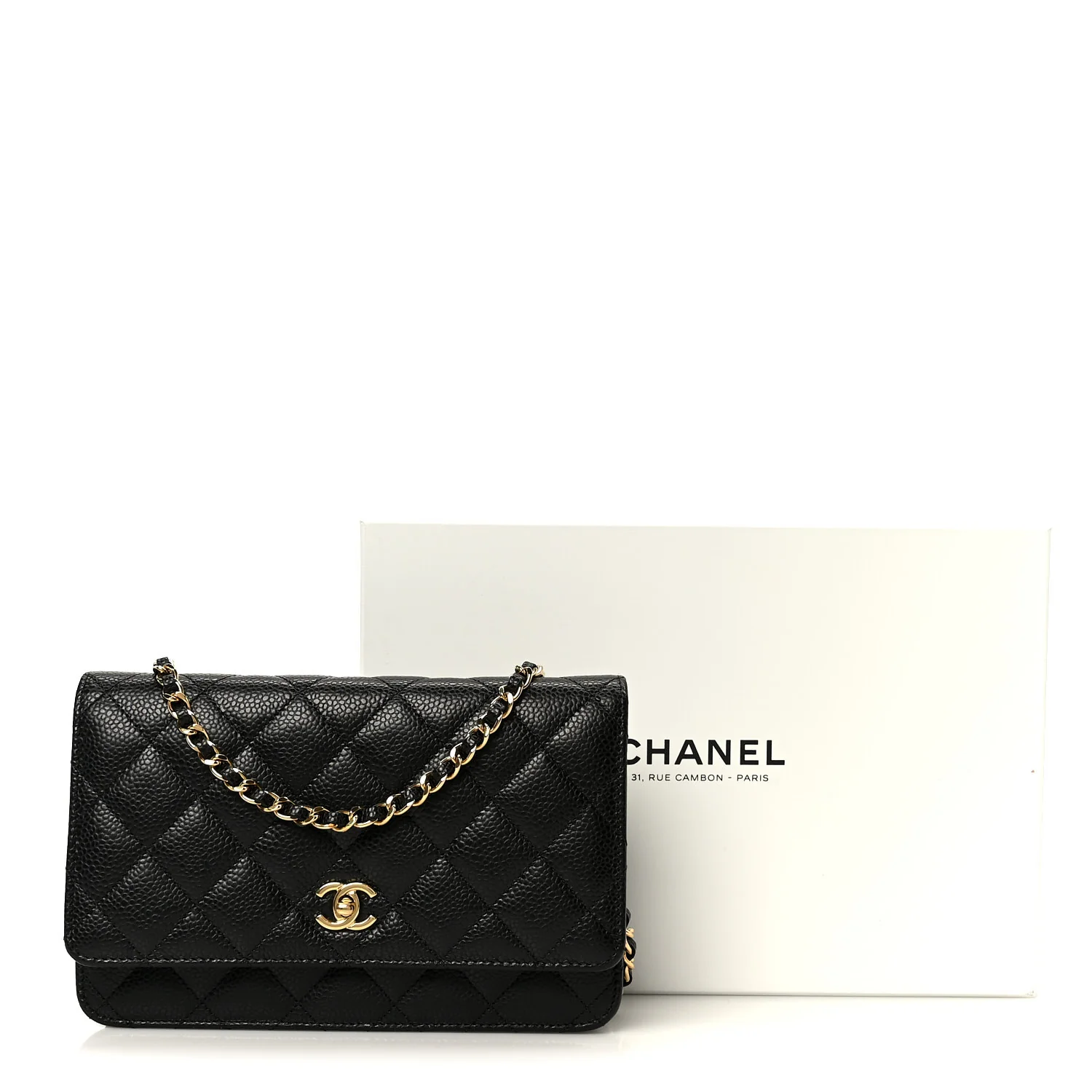 Caviar Quilted CC Turnlock Wallet On Chain WOC Black - Top Club