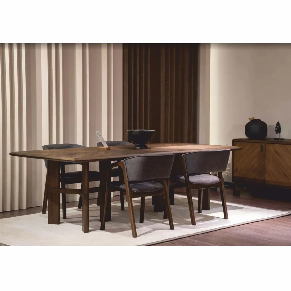 Luxury solid wood dining table brown 200 cm - dining room furniture