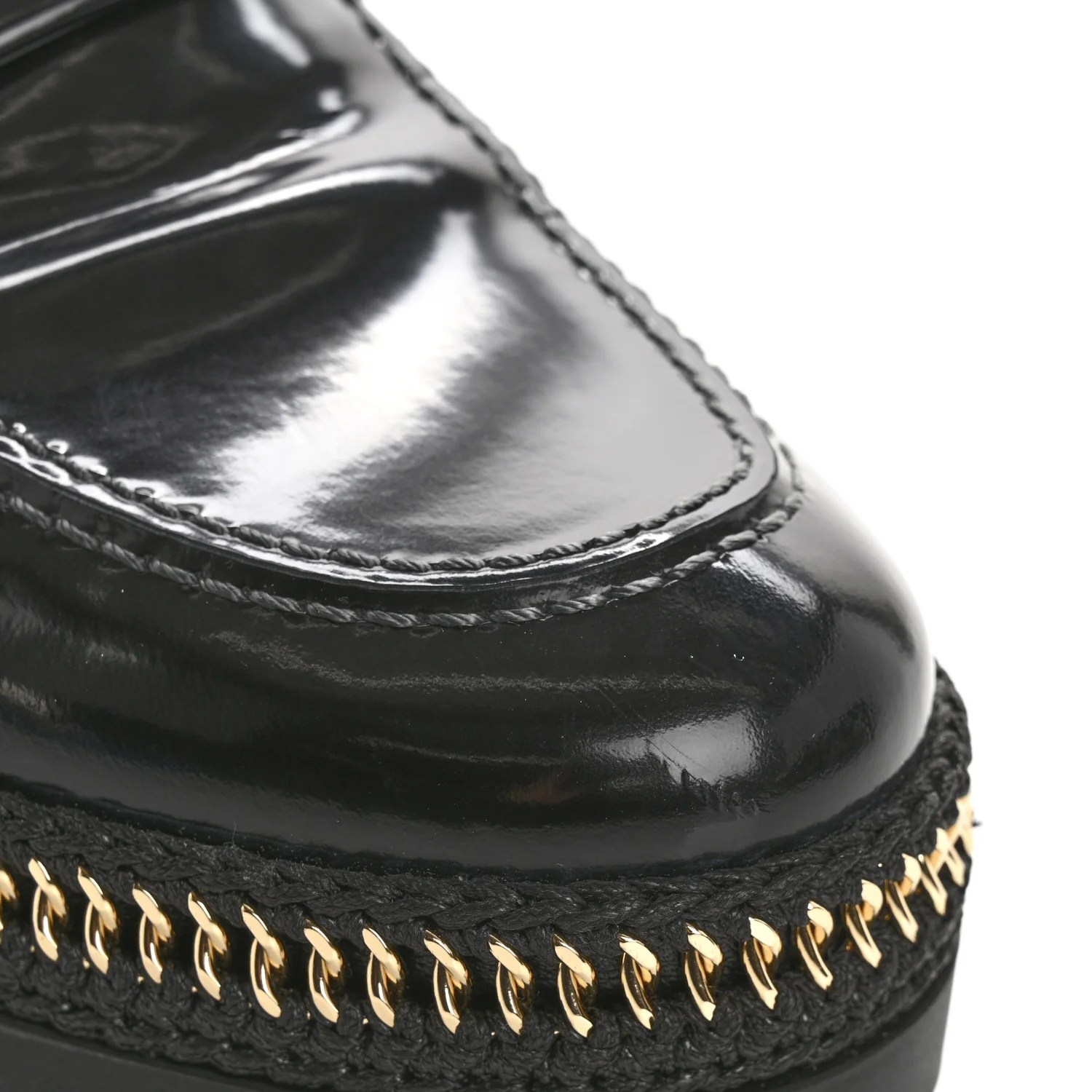 Shiny Calfskin Platform Loafers 37 Black - Top Club
