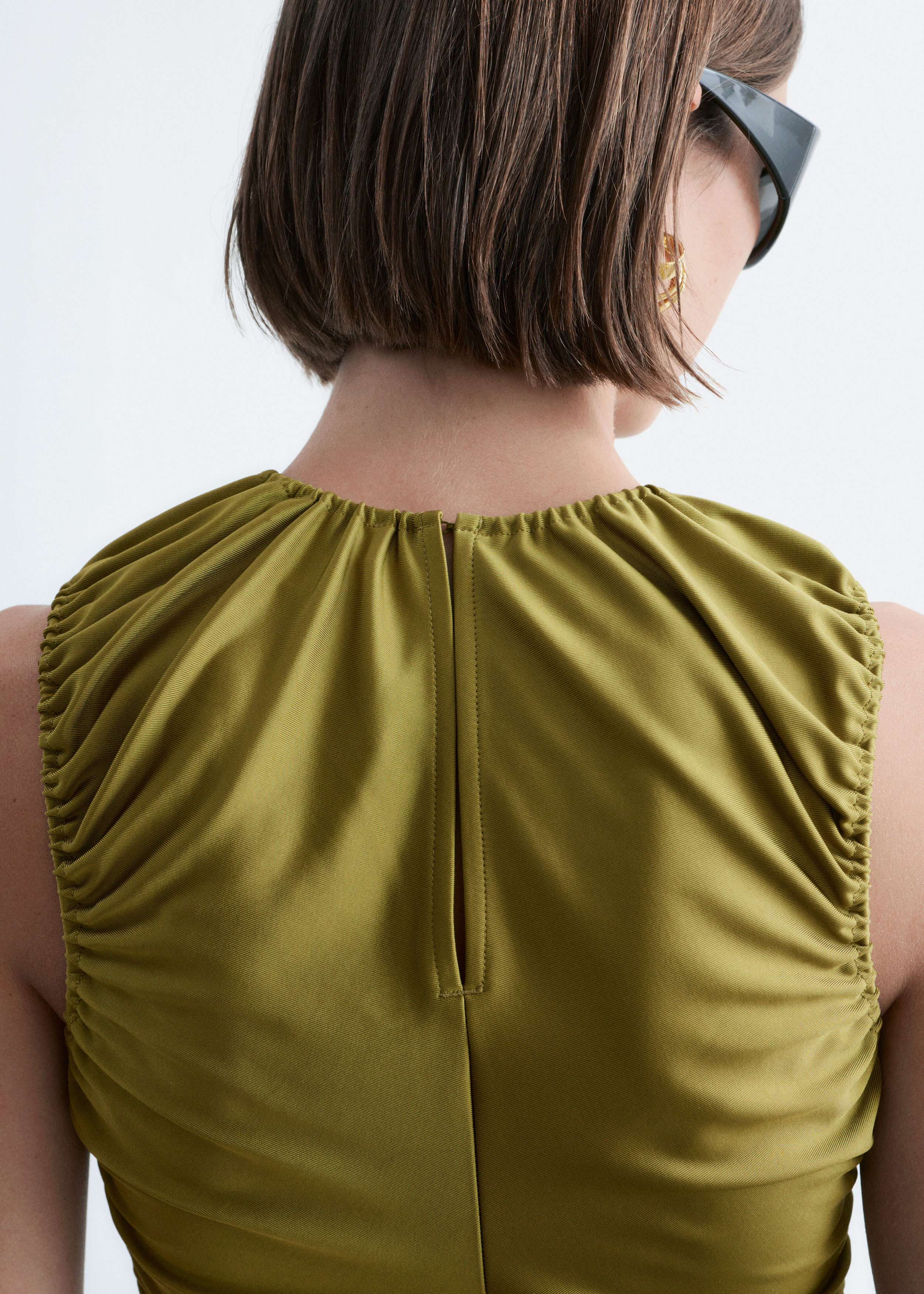 & Other Stories RUCHED KEYHOLE-NECK TOP