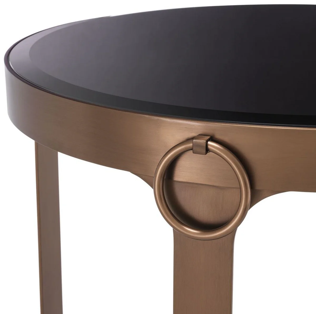 Luxury side table copper / black Ø 60 x H. 47 cm - Round stainless steel table with glass top - Living room furniture - Luxury furniture