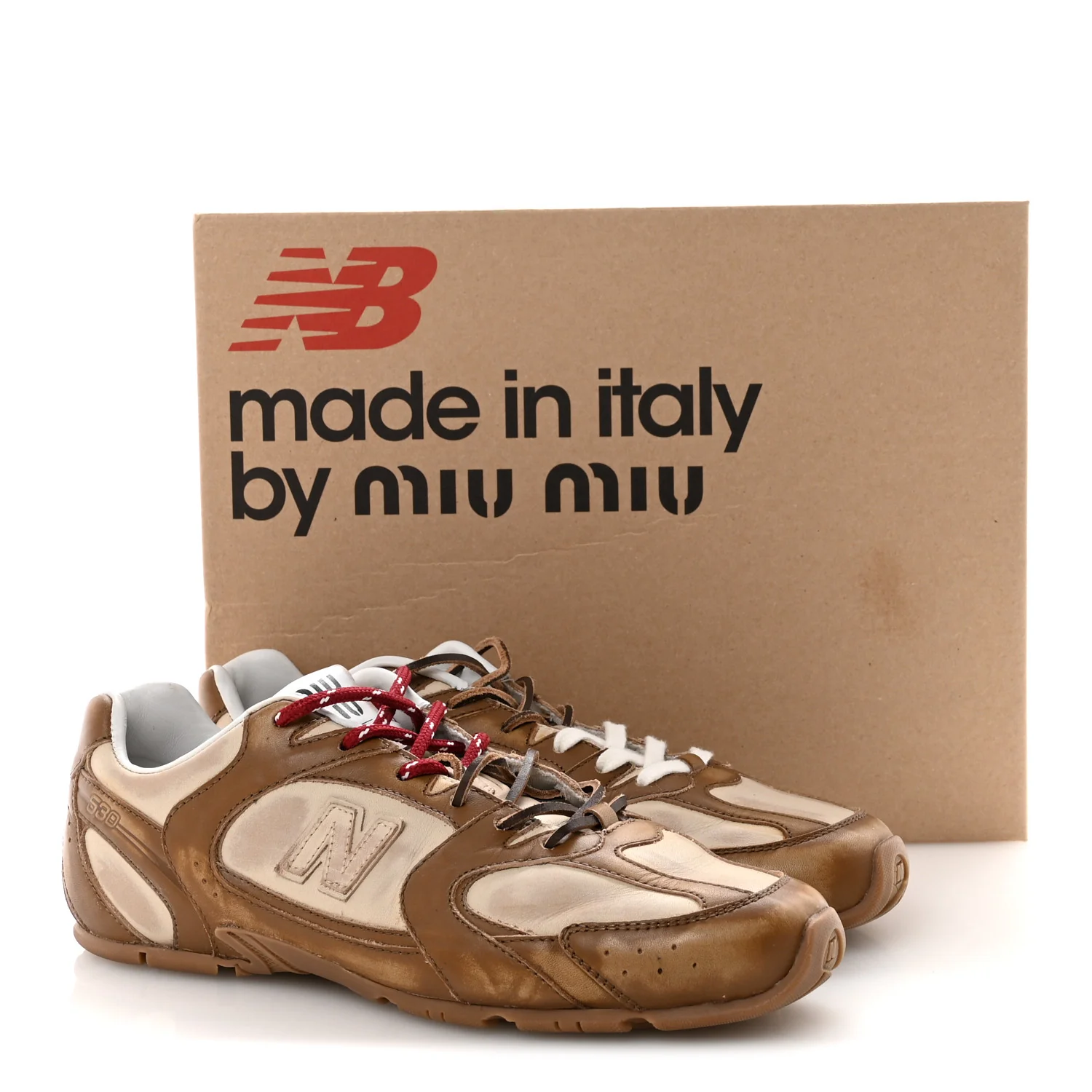 X NEW BALANCE Bleached Calfskin 530 SL Sneakers 41 Cinnamon Travertine Gray - Top Club