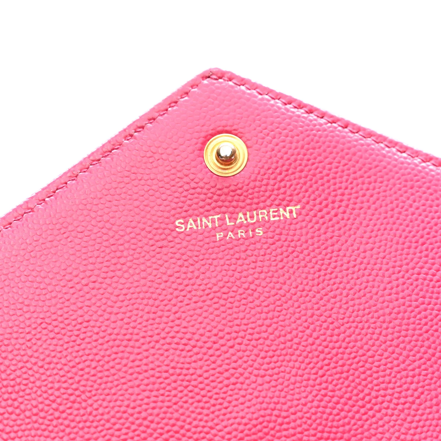 Grain De Poudre Matelasse Chevron Monogram Chain Wallet Lipstick Fuchsia - Top Club