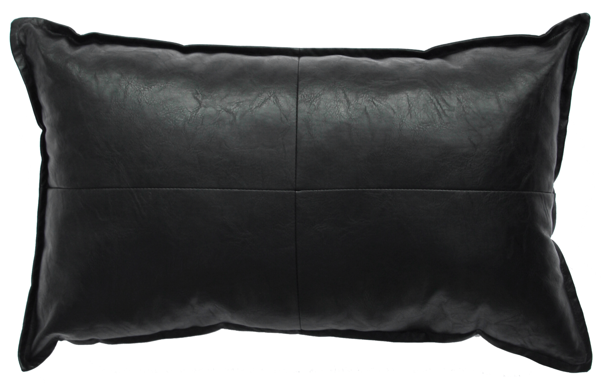 kussen leather zwart 55x35cm