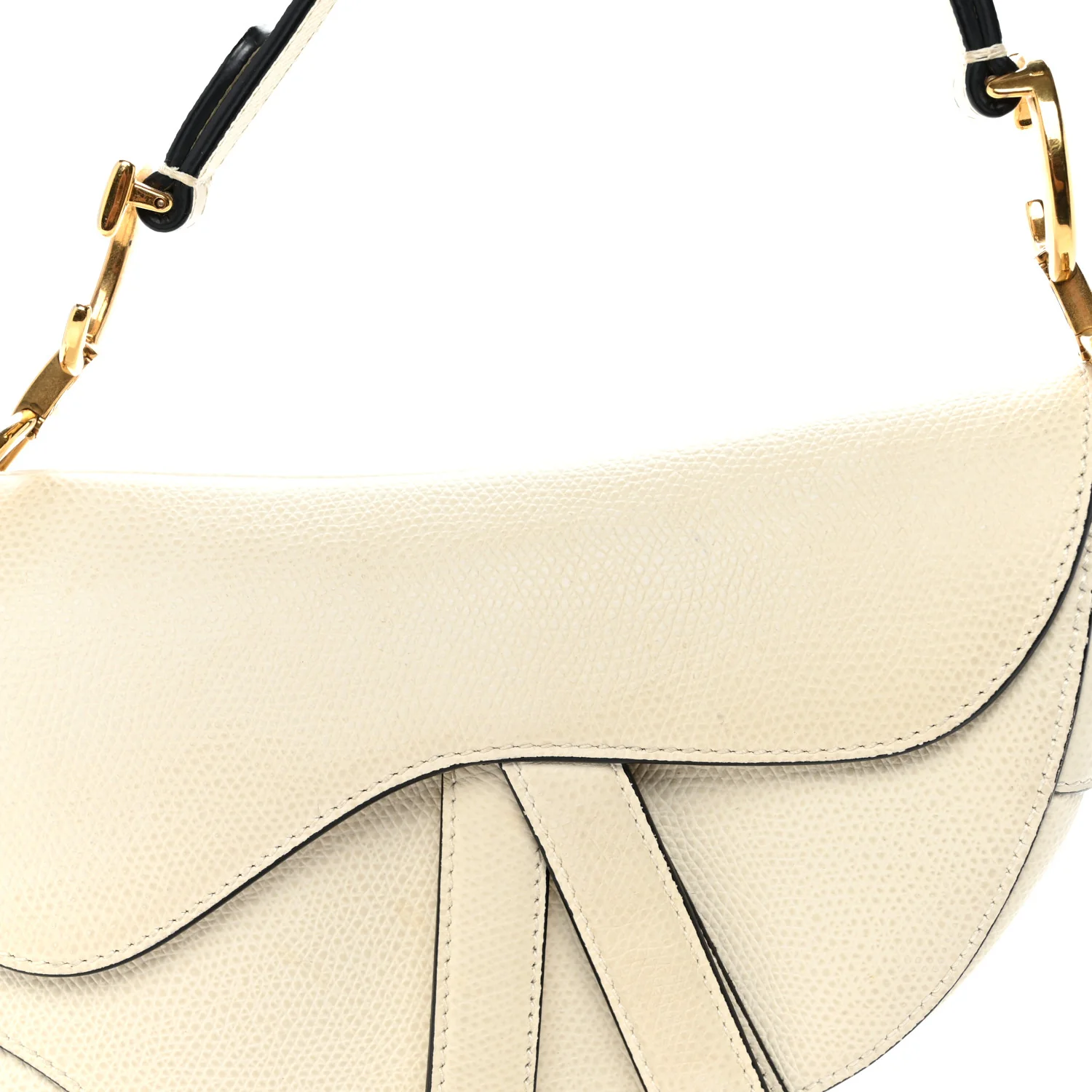 Grained Calfskin Mini Saddle Bag White - Top Club