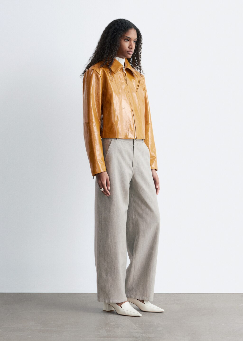 & Other Stories PATENT LEATHER BIKER JACKET