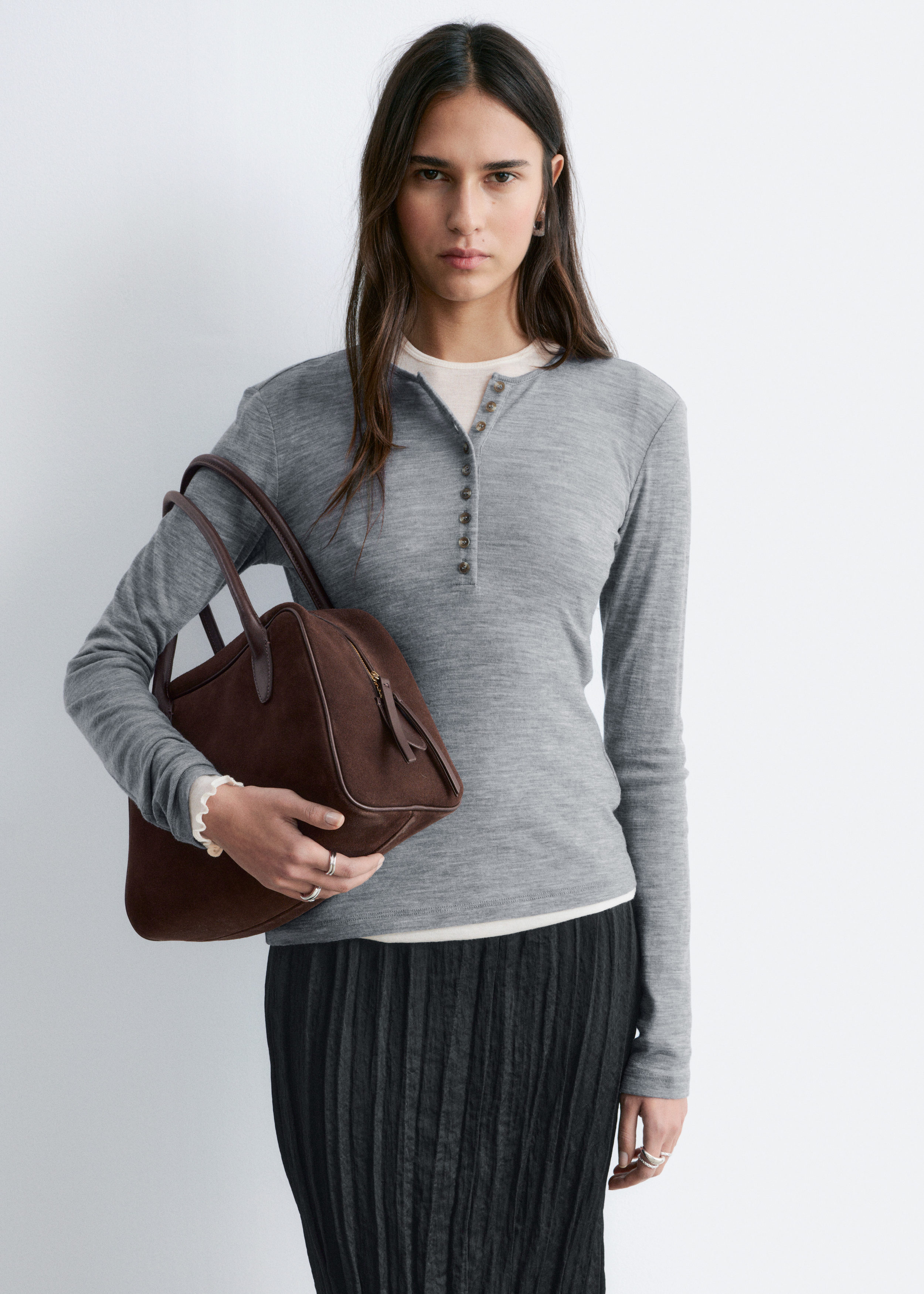 & Other Stories HALF-PLACKET WOOL TOP