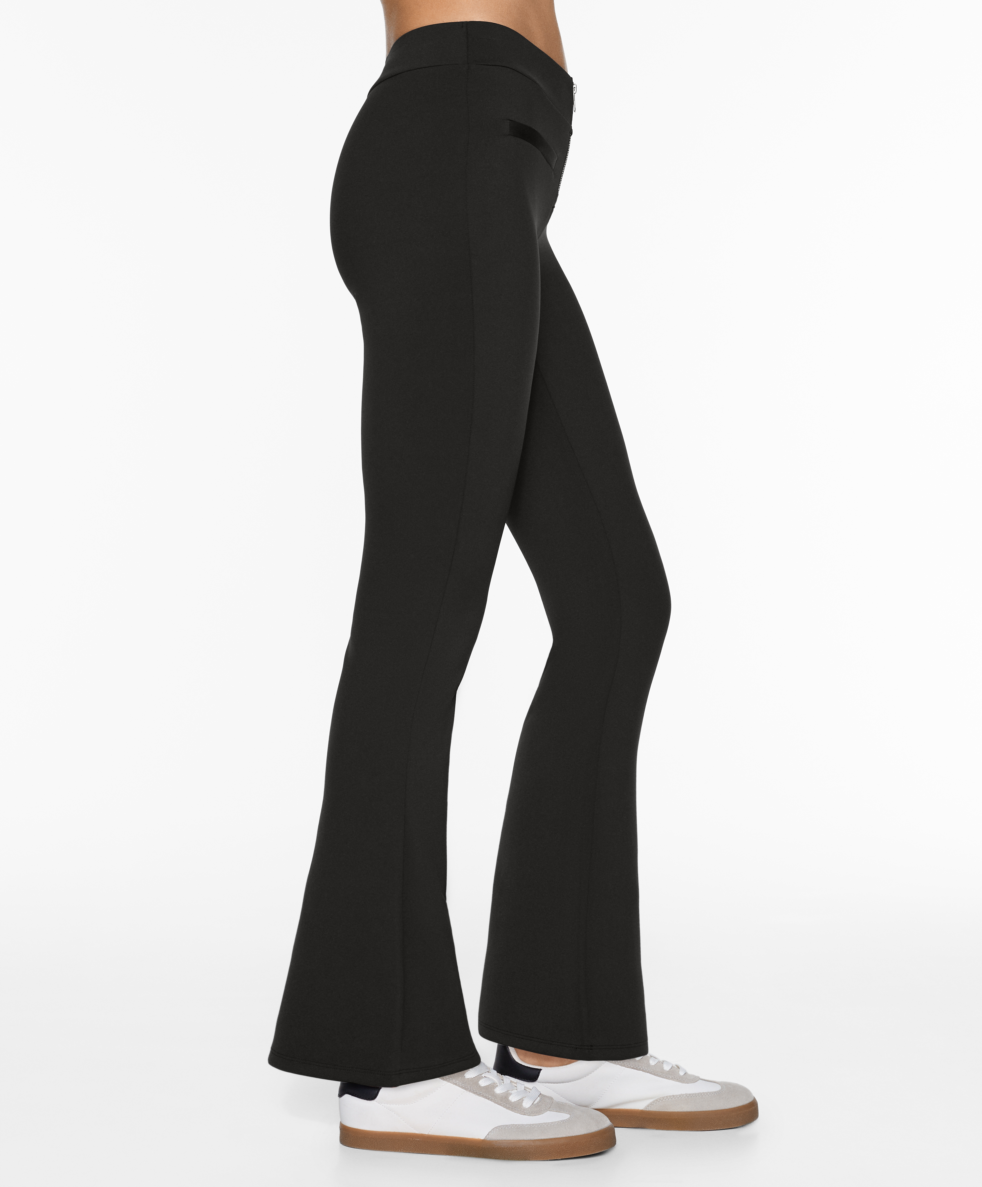OYSHO Neoprene-effect low-rise flare trousers