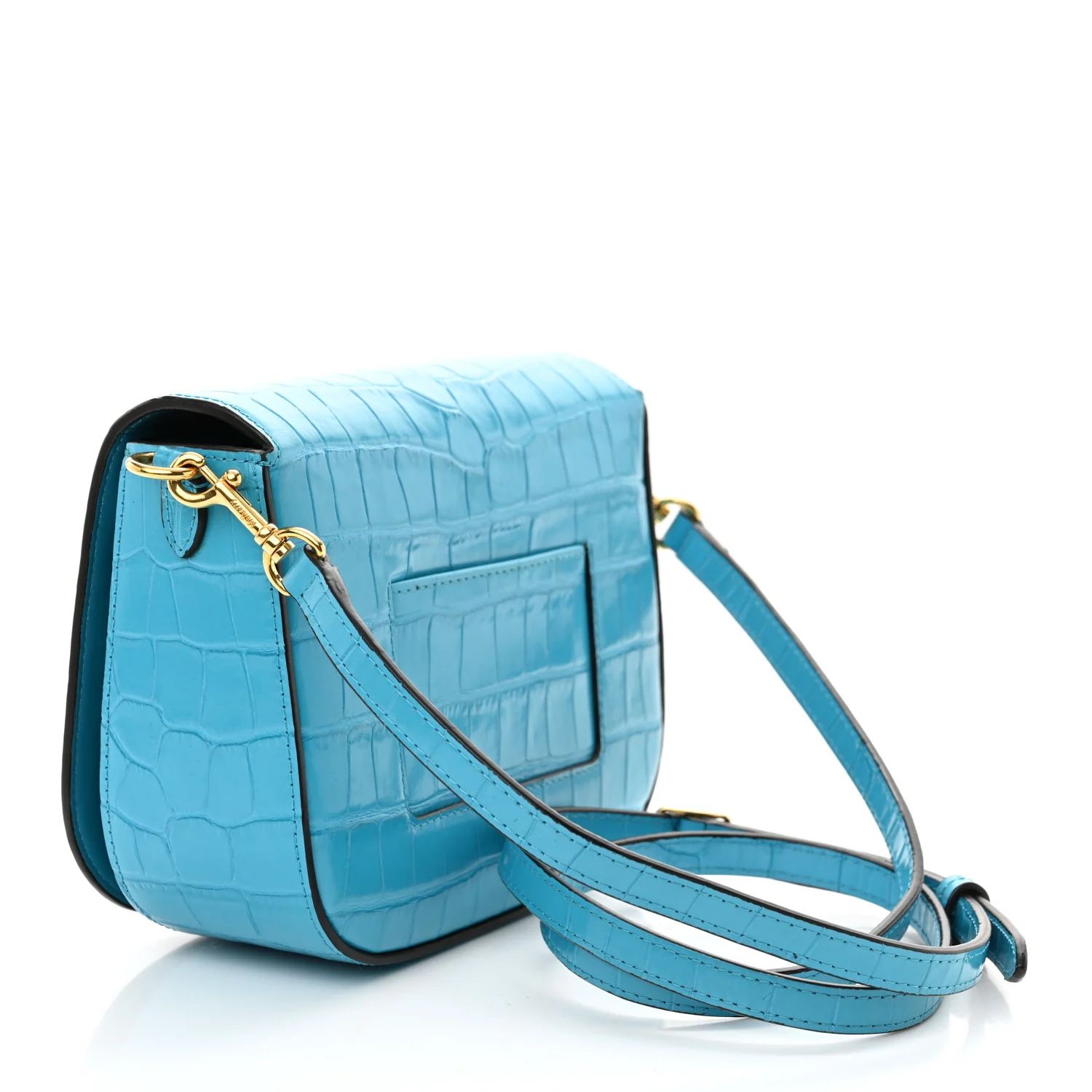 Deep Calfskin Crocodile Embossed Small Darley Azure - Top Club