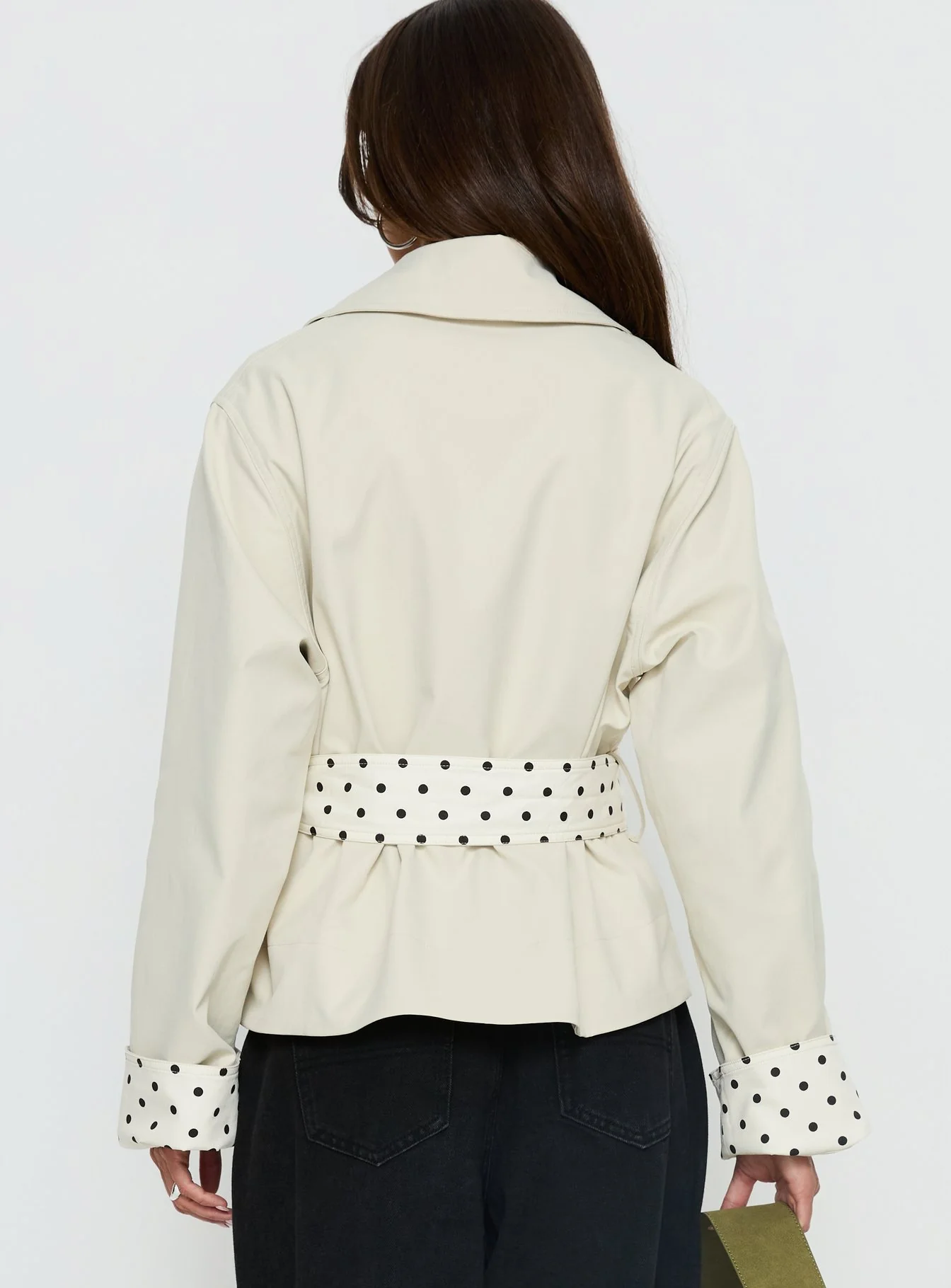 Meriana Cropped Trench Beige Polka Dot