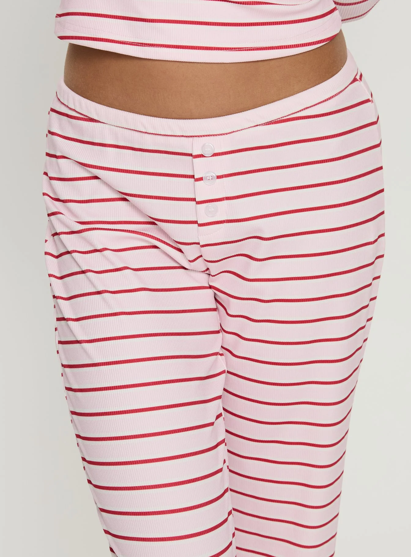 Slumber Party Sleep Rib Pants Pink Stripe