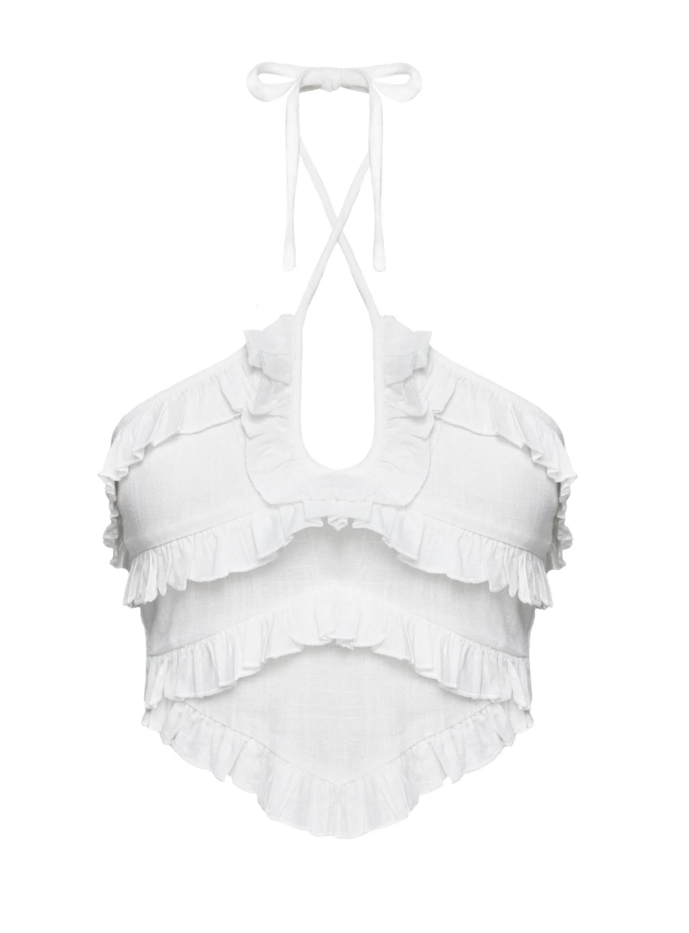 Francesco Frill Halter Top White