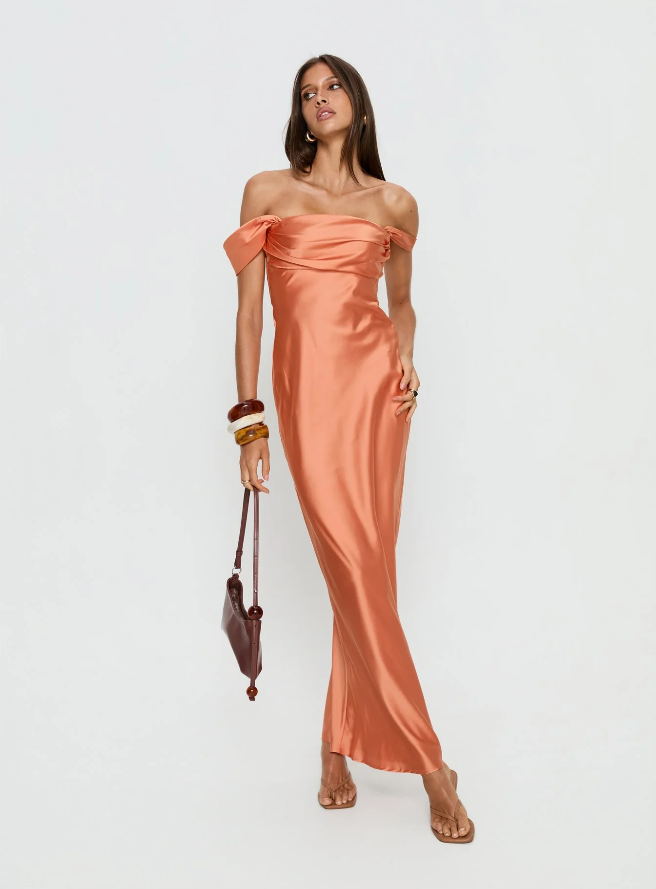 Azura Off The Shoulder Maxi Dress Orange