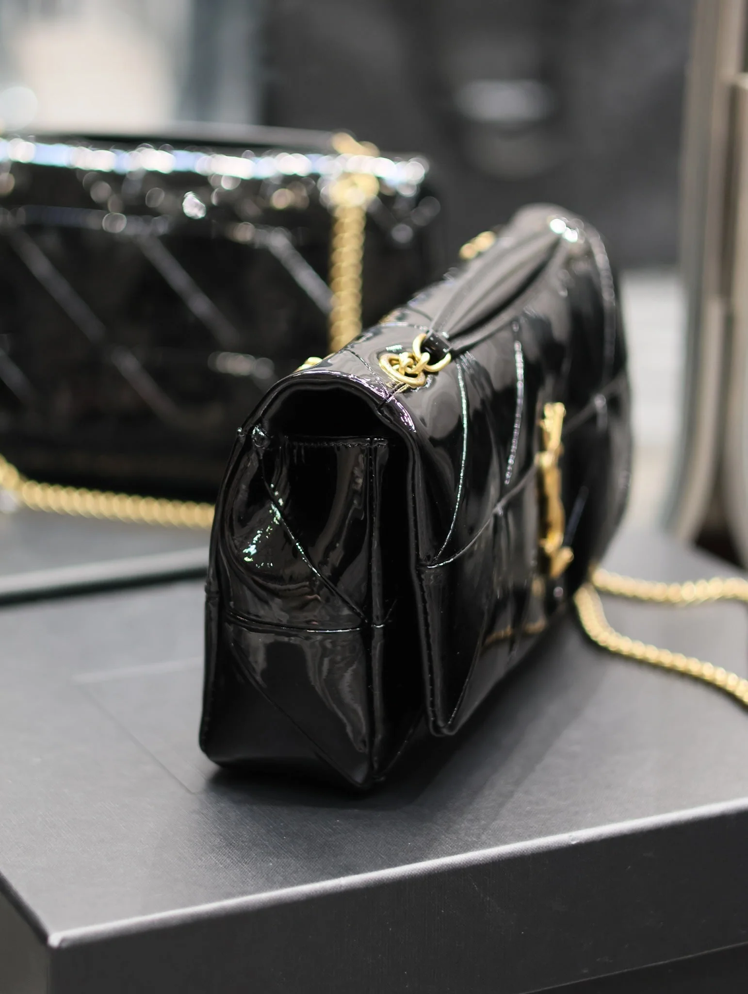 YSL Jaime Patent Black Bag - 25x15x7.5cm - Top Club