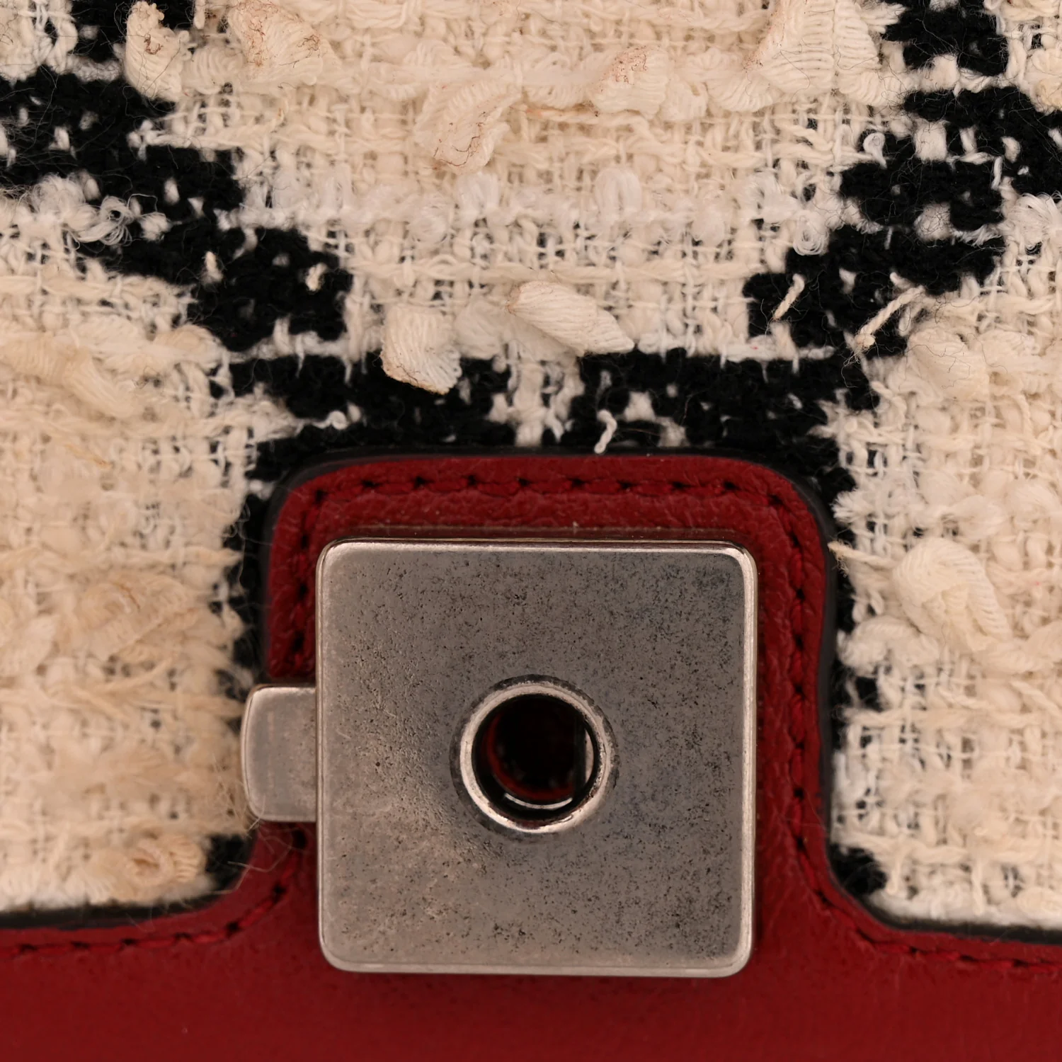 Tweed GG Monogram Small Dionysus Shoulder Bag White Black Romantic Cherry - Top Club