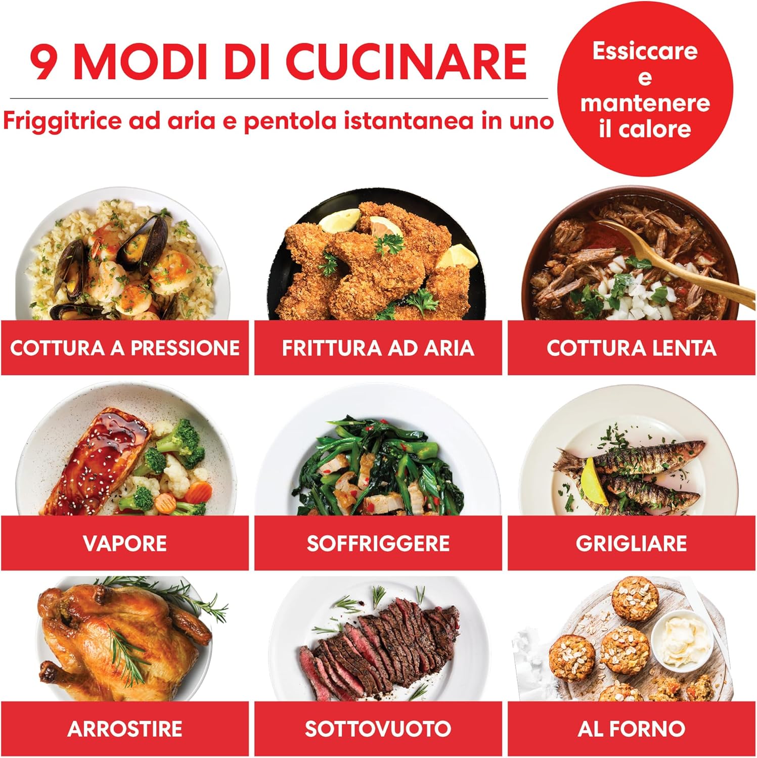 Instant Pot Pro Crisp 11-in-1 Friggitrice ad Aria / Pentola a Pressione Multifunzione in Acciaio Inossidabile, Adatta a Cucinare Patatine Fritte, Verdura e molto altro, 1500 W, 7,6 L - Nero