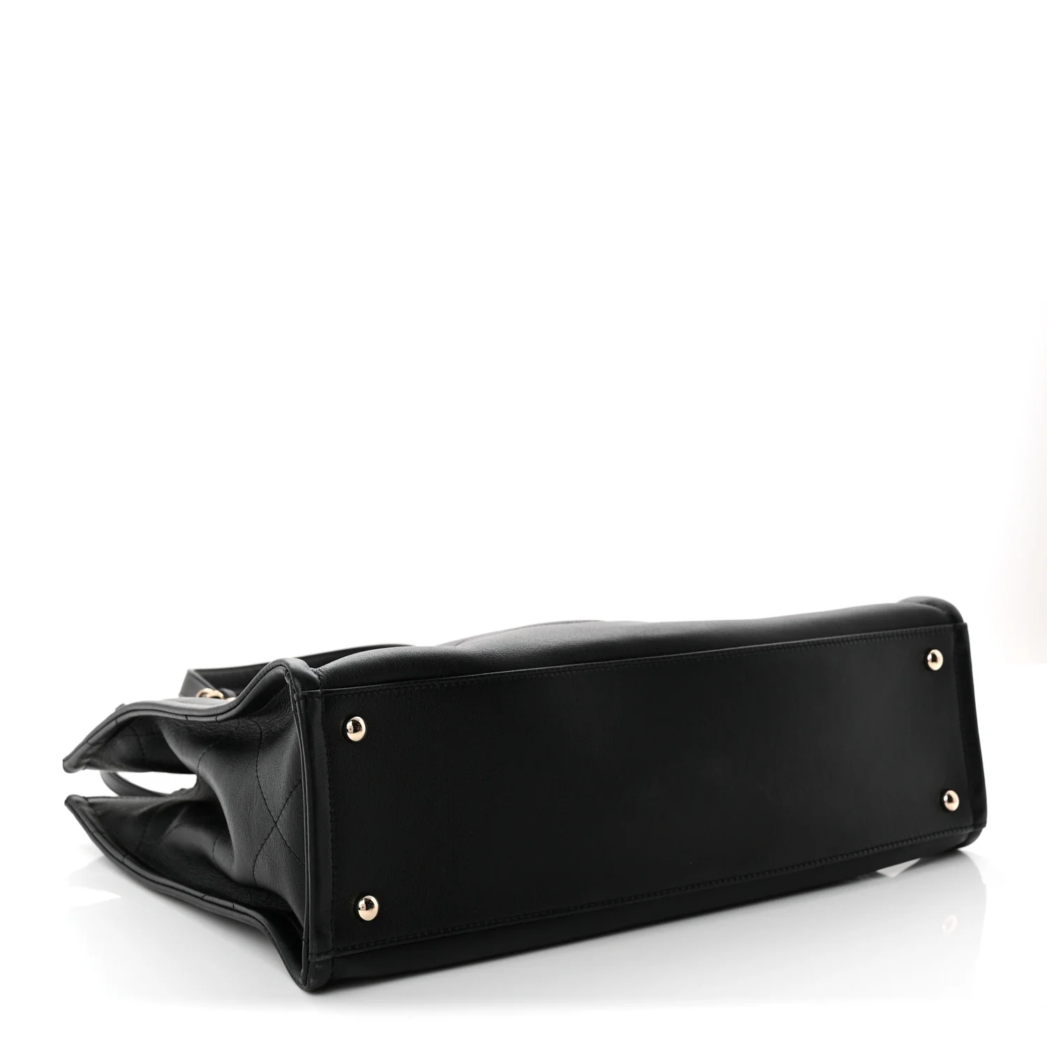 Calfskin CC Zipped Shopping Tote Black - Top Club