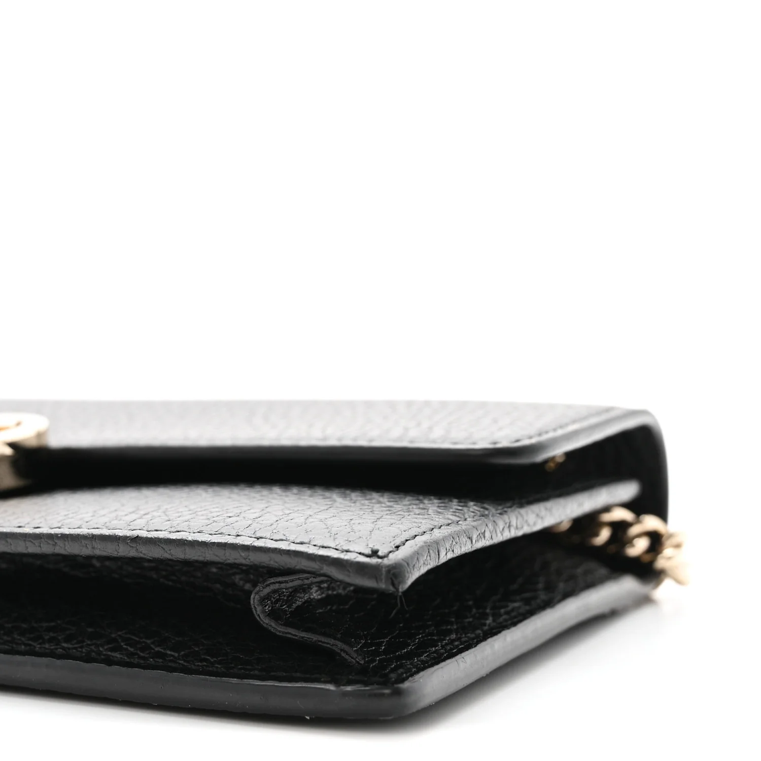 Dollar Calfskin Interlocking G Chain Wallet Black - Top Club