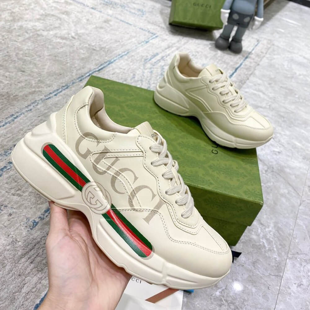 Rhyton Gucci logo leather sneaker - Top Club
