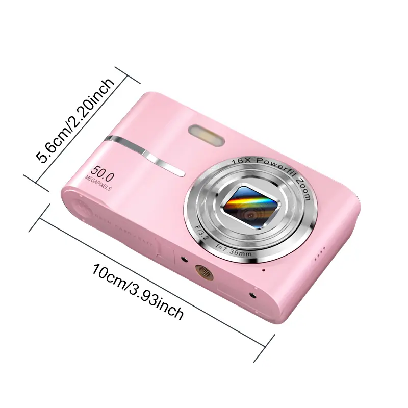 Digital Camera, Portable Travel Camera, High Definition Camera, Portable Pocket Camera, Auto Focus 5mp Fhd 1080P, 16x Digital Zoom, Hybrid Image Stabilization, Compact Design, Includes SD Card