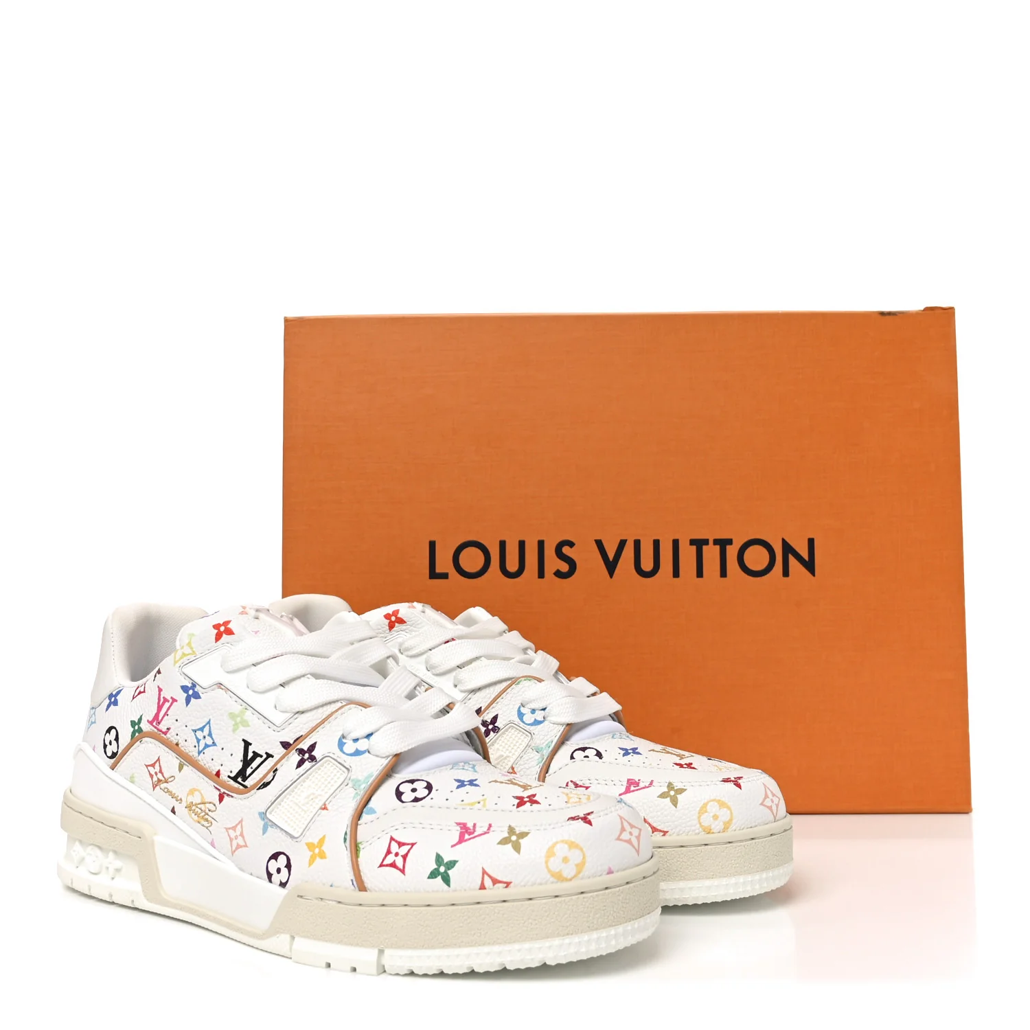 LV X TM Calfskin Monogram Multicolor Womens LV Trainer Sneakers 39 White Multicolor - Top Club