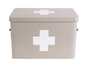 Medicine storage box large metal matt warm grey