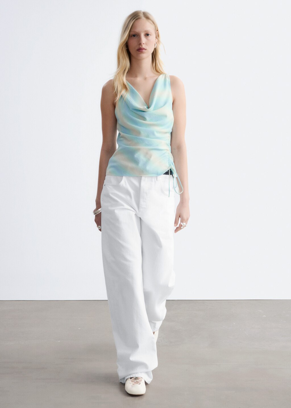 & Other Stories COWL-NECK DRAWSTRING TOP