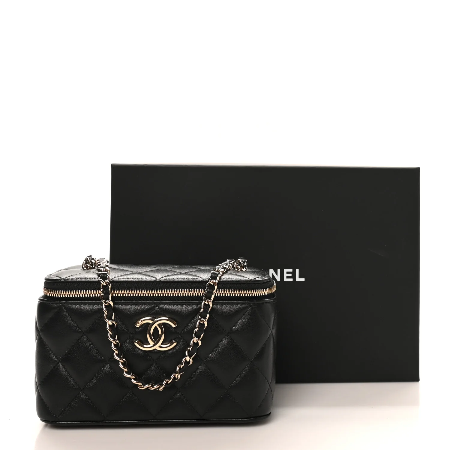 Lambskin Quilted Small CC Vanity Case Black - Top Club