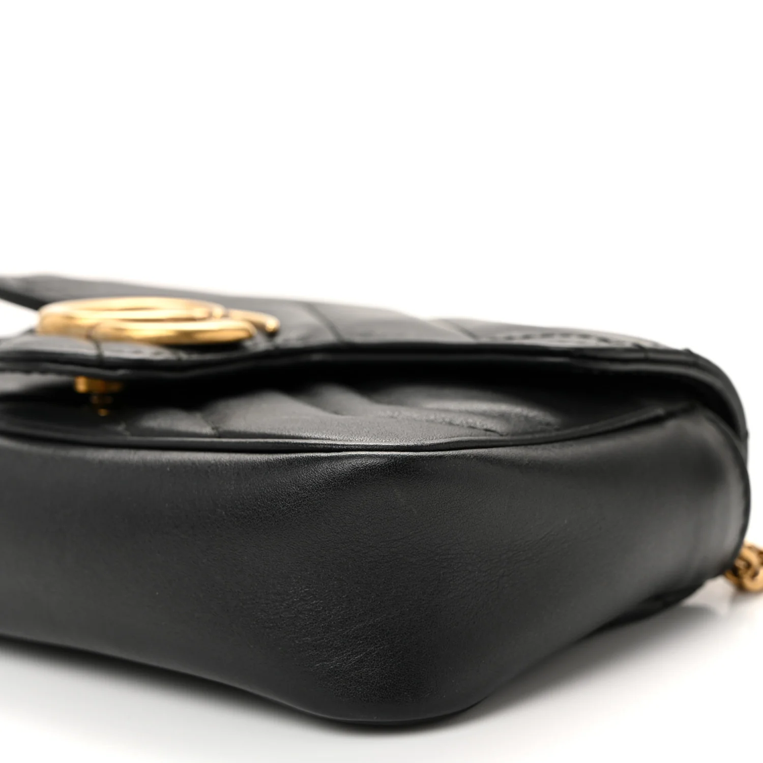 Calfskin Matelasse Super Mini GG Marmont Shoulder Bag Black - Top Club