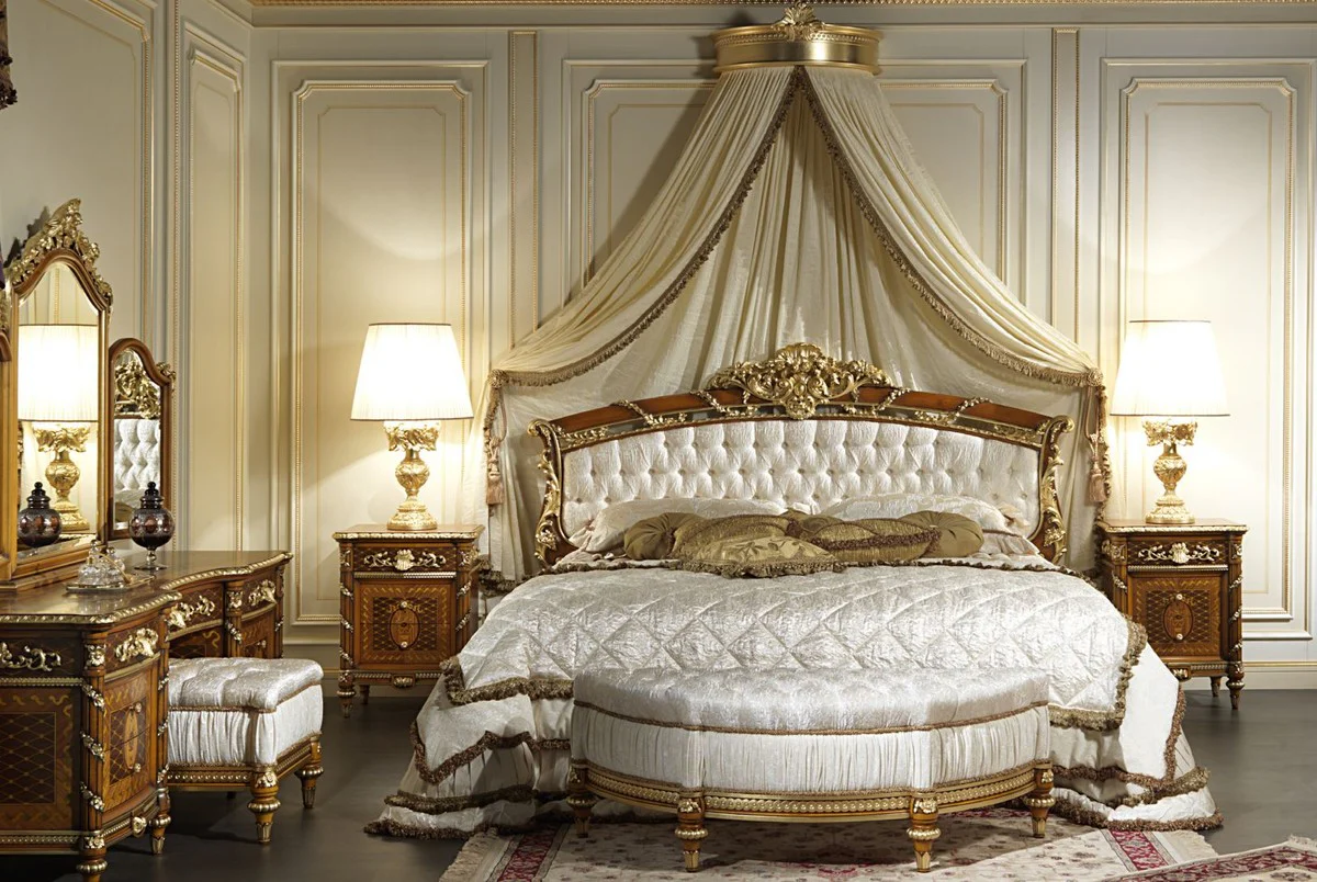 Luxury Baroque chest of drawers with mirror brown / gold - Magnificent handmade dressing table with wall mirror - Hotel furniture - Castle furniture - Luxury quality - Made in Italy