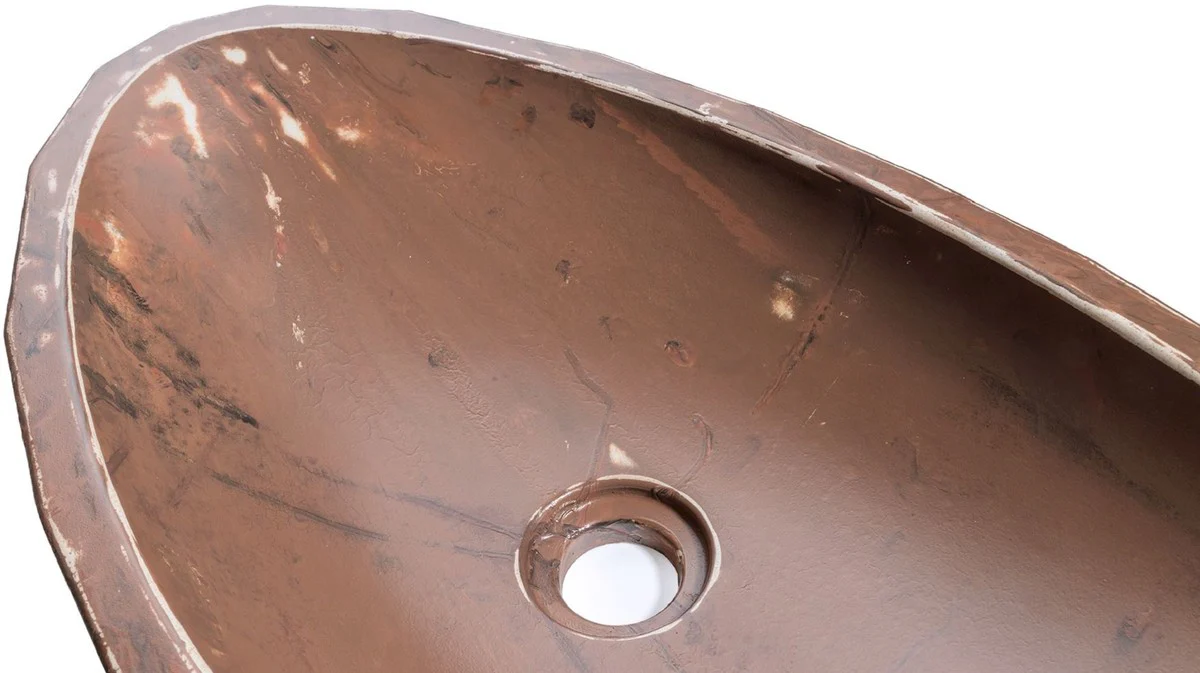 Luxury washbasin bowl brown / white 60.9 x 29.7 x H. 11.9 cm - Handmade concrete washbasin - Bathroom accessories - Luxury bathroom accessories