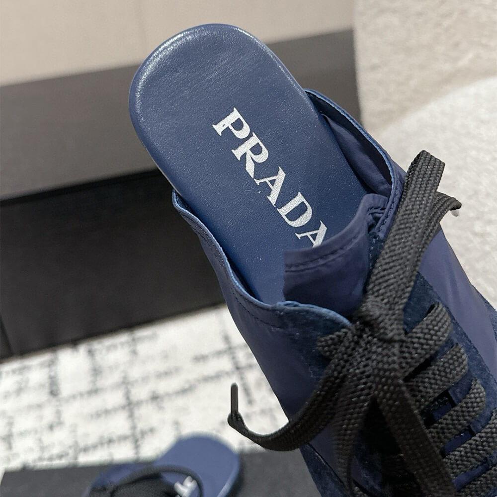 PRADA Collapse Re-Nylon and suede mules - Top Club