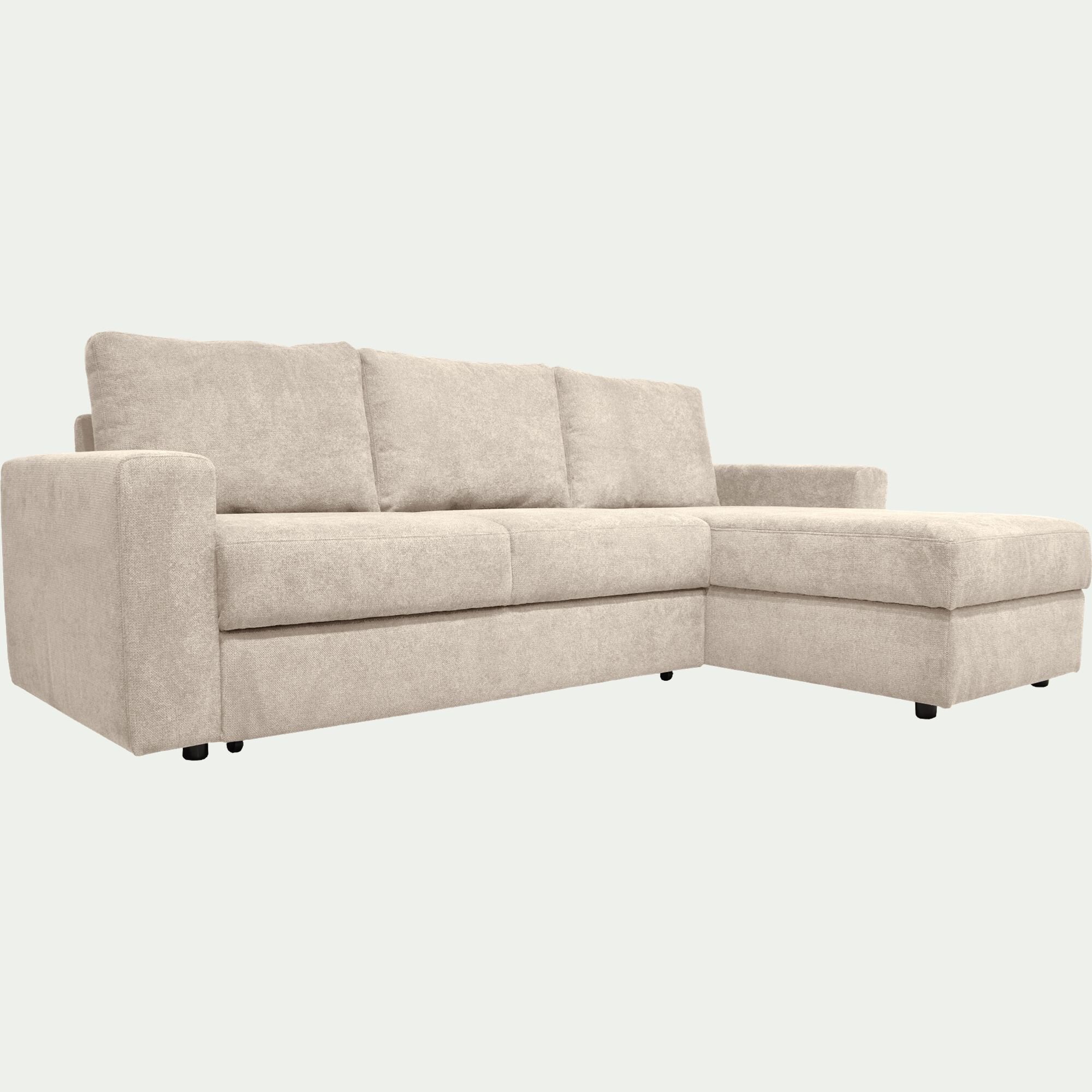 HONORE - Canapé d'angle réversible convertible en tissu tramé - beige roucas