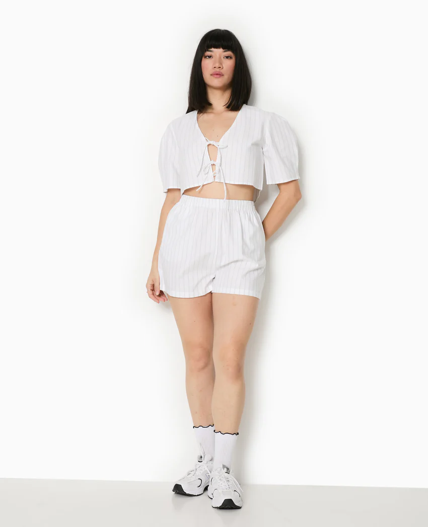 Pimkie Blouse courte rayée avec nouettes