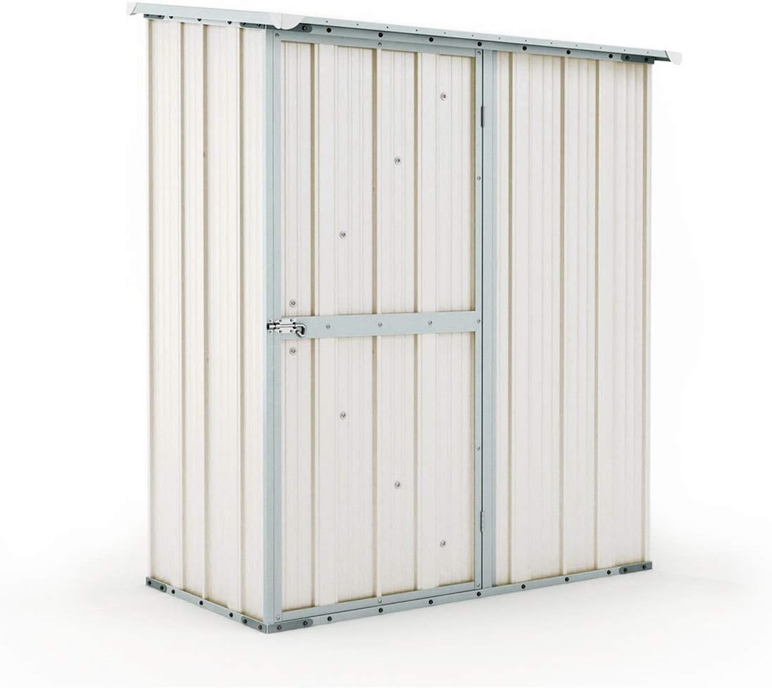 Notek Box in Acciaio Zincato Casetta da Giardino in Lamiera 1.55 x 1.00 m x h1.92 m - 50 kg – 1,55 Metri Quadri (Bianco)