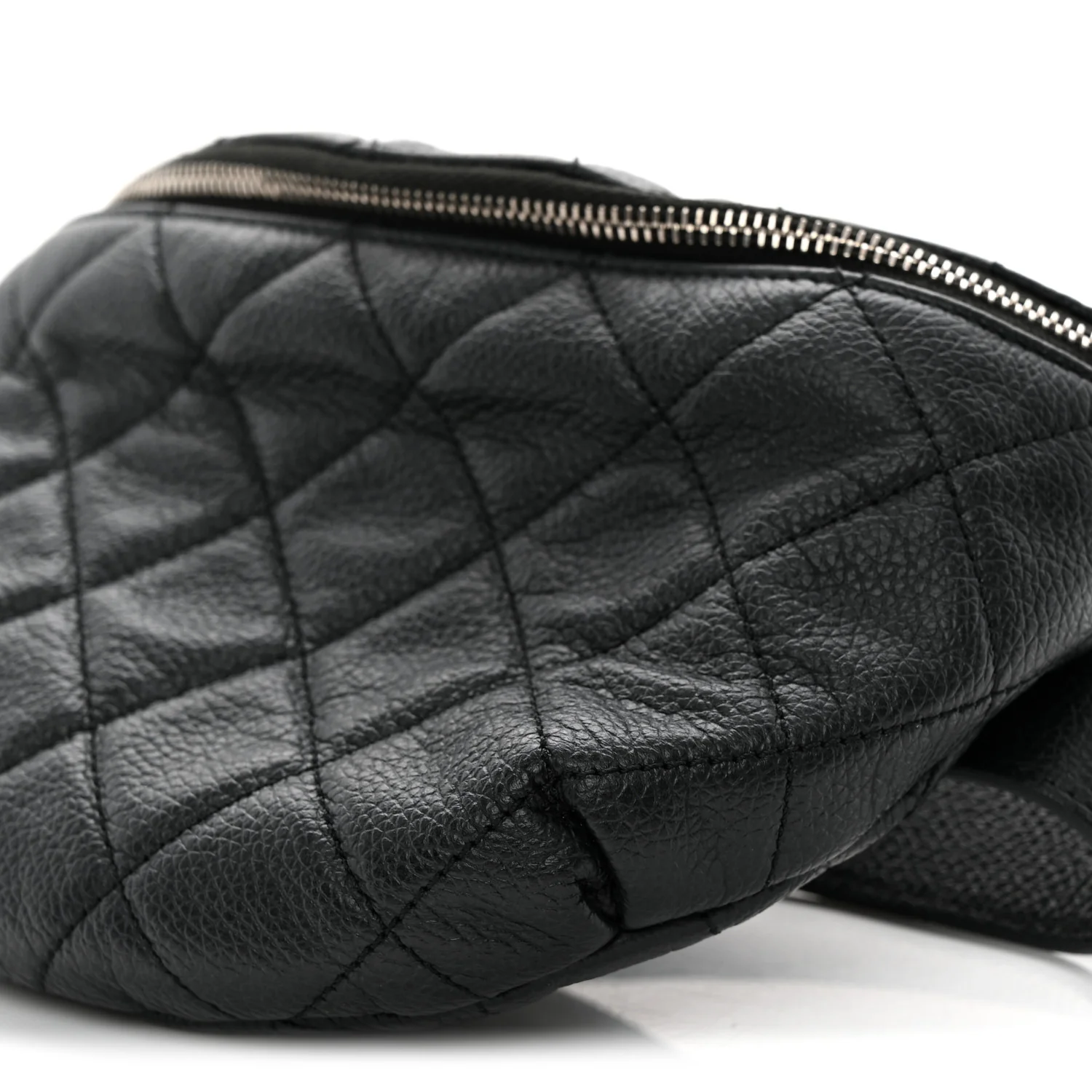 Grained Calfskin Quilted Waist Belt Bag Black - Top Club